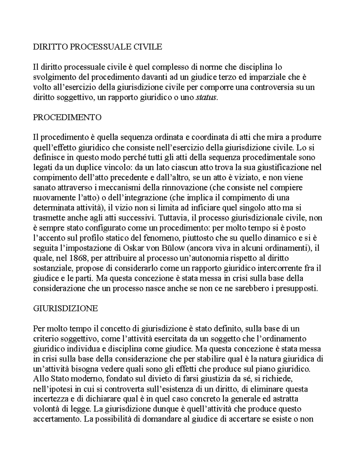 Appunti Di Diritto Processuale Civile (UniTrento) - DIRITTO PROCESSUALE ...