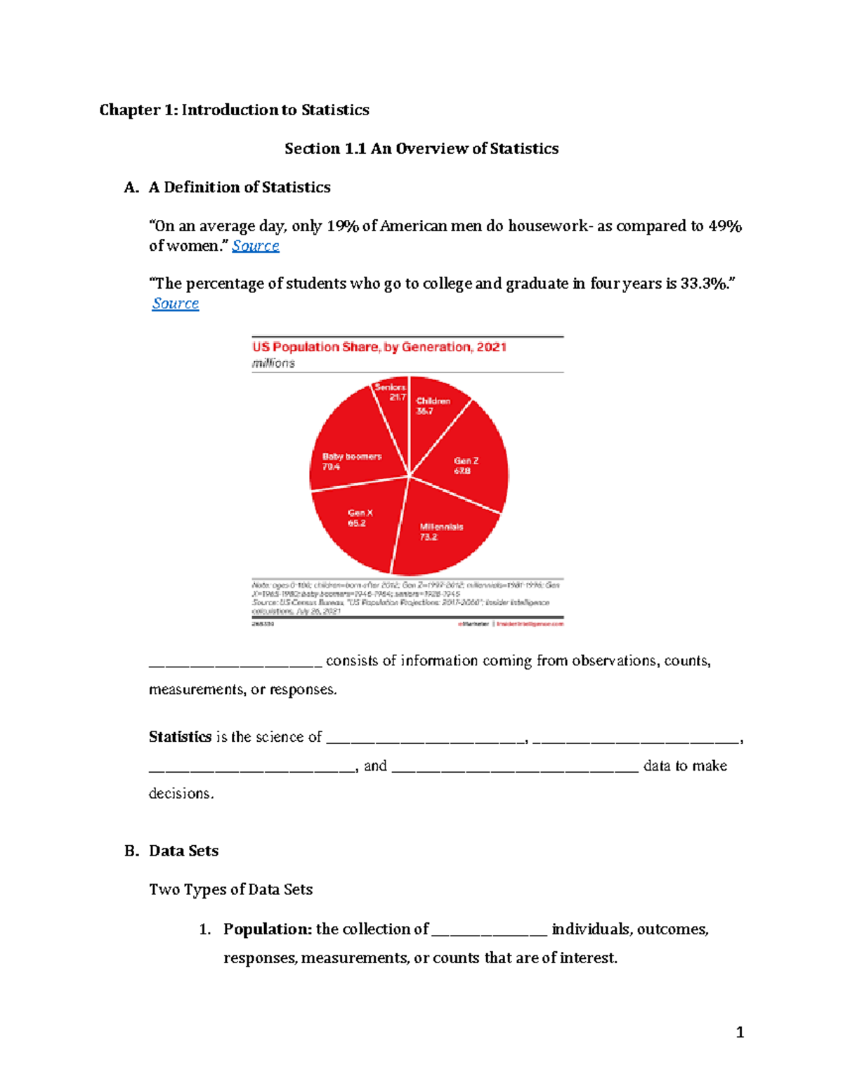 1 1 Overview Of Statistics Chapter 1 Introduction To Statistics 1 1 Overview Of Statistics Chapter 1 Introduction To Statistics