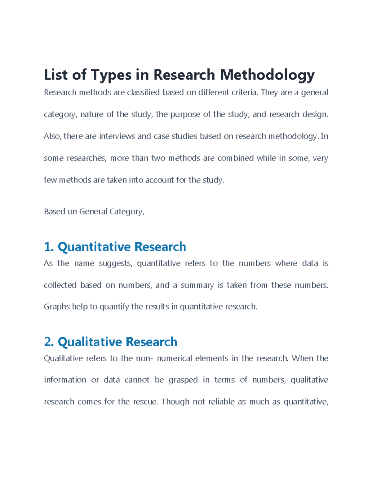 List of Types in Research Methodology by Omar - List of Types in ...