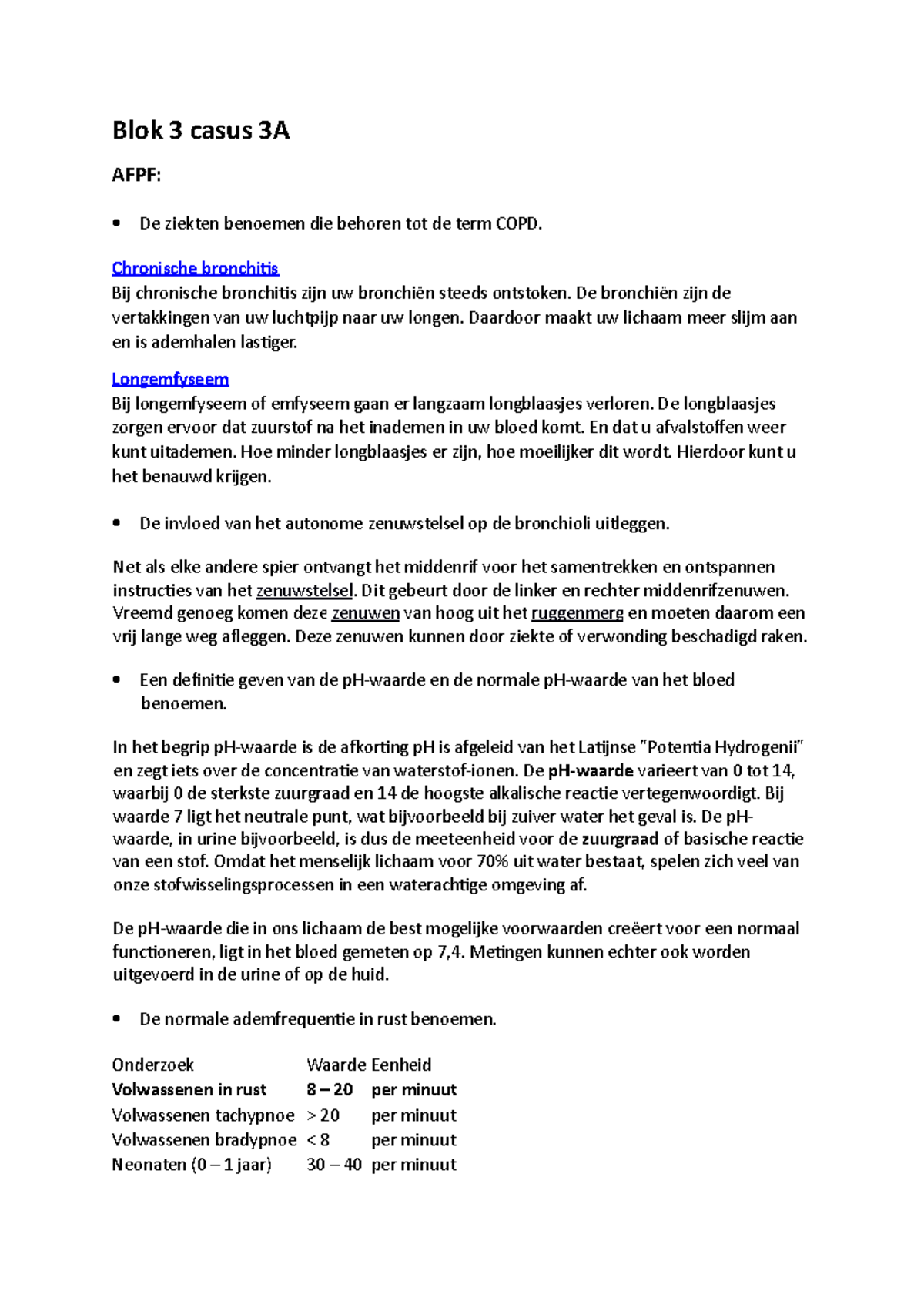 Blok 3 Casus 3A - Samenvatting AFPF - Blok 3 Casus 3A AFPF: De Ziekten ...