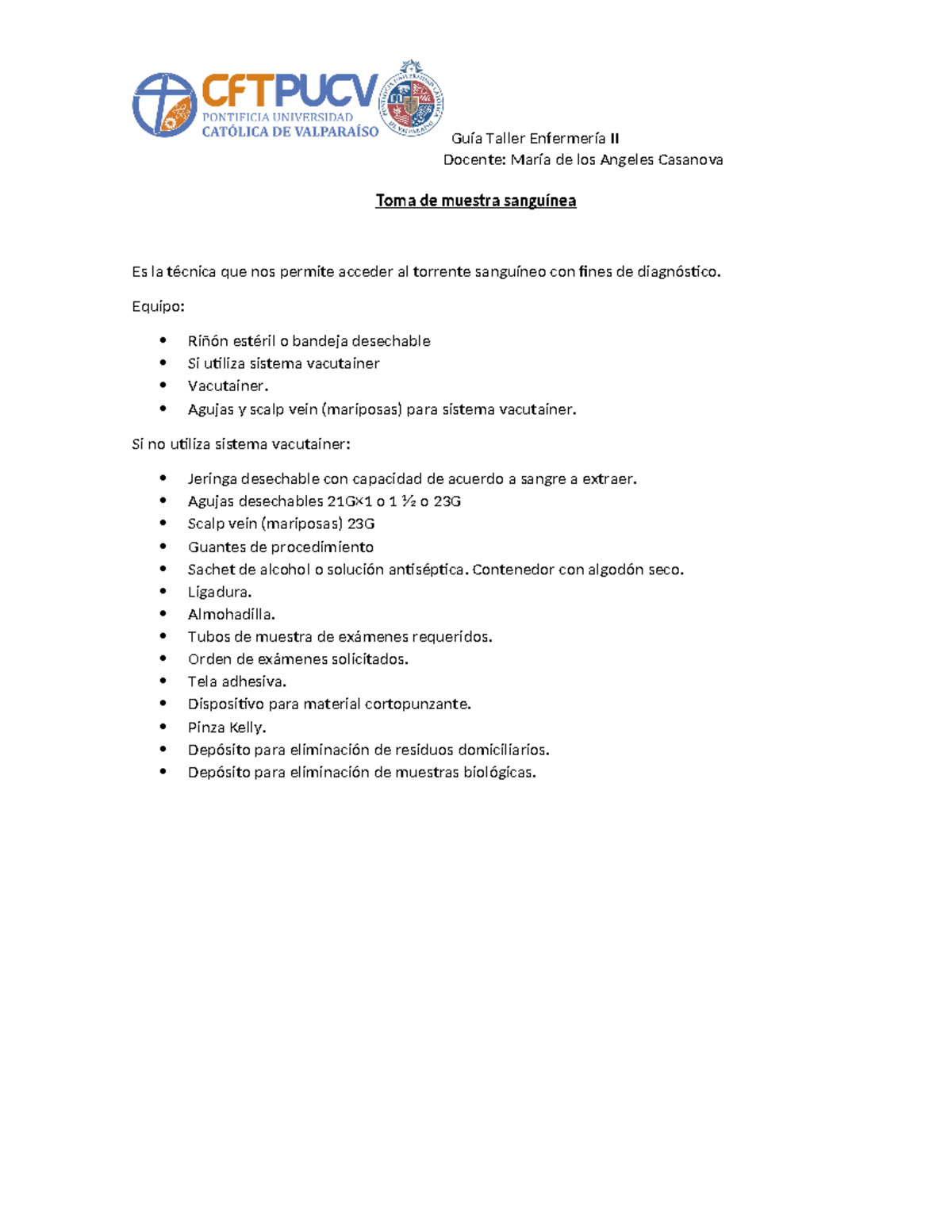 GU%C3%8DA%20Toma%20de%20muestra%20sangu%C3%ADnea - Docente: María de ...