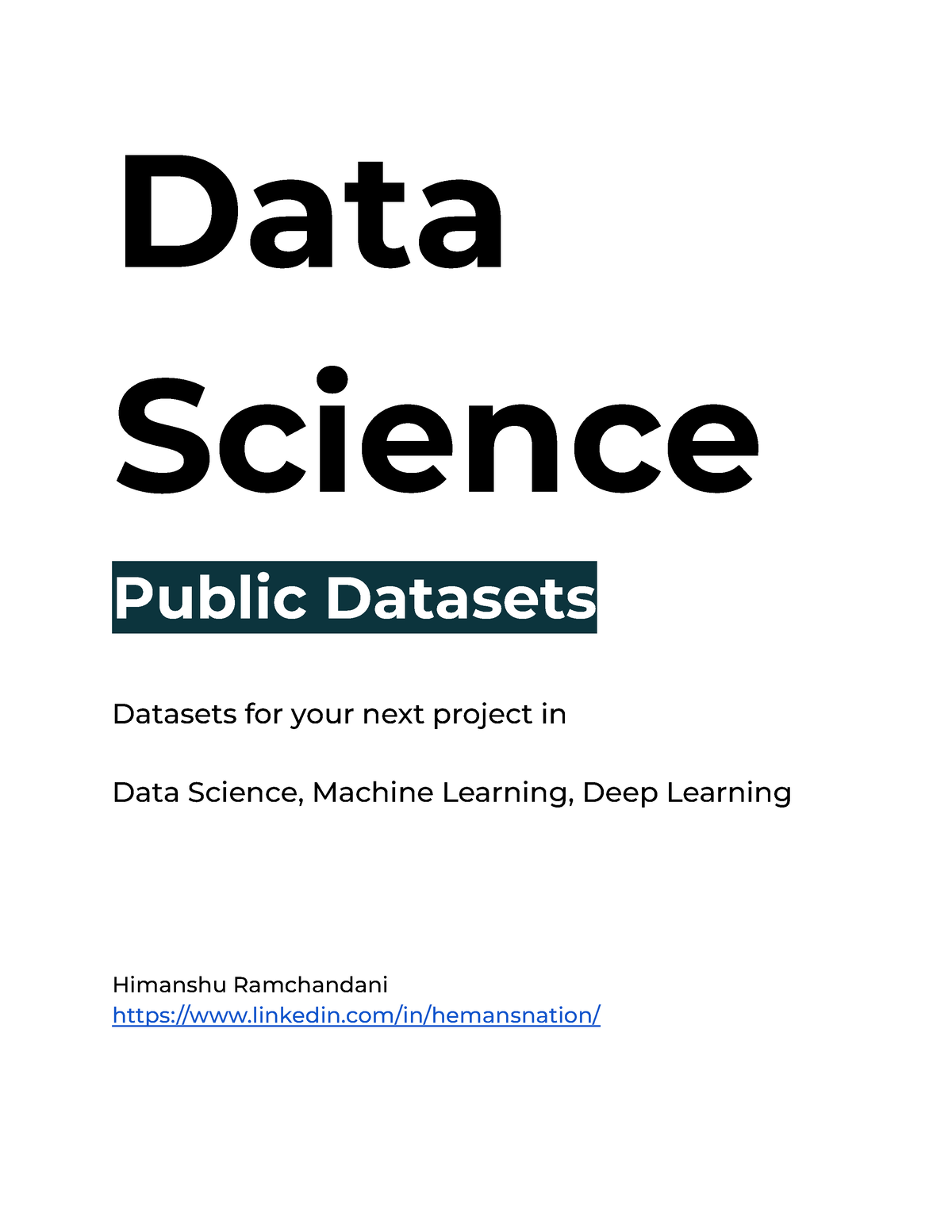 Public Datasets For Data Science - Data Science Public Datasets ...