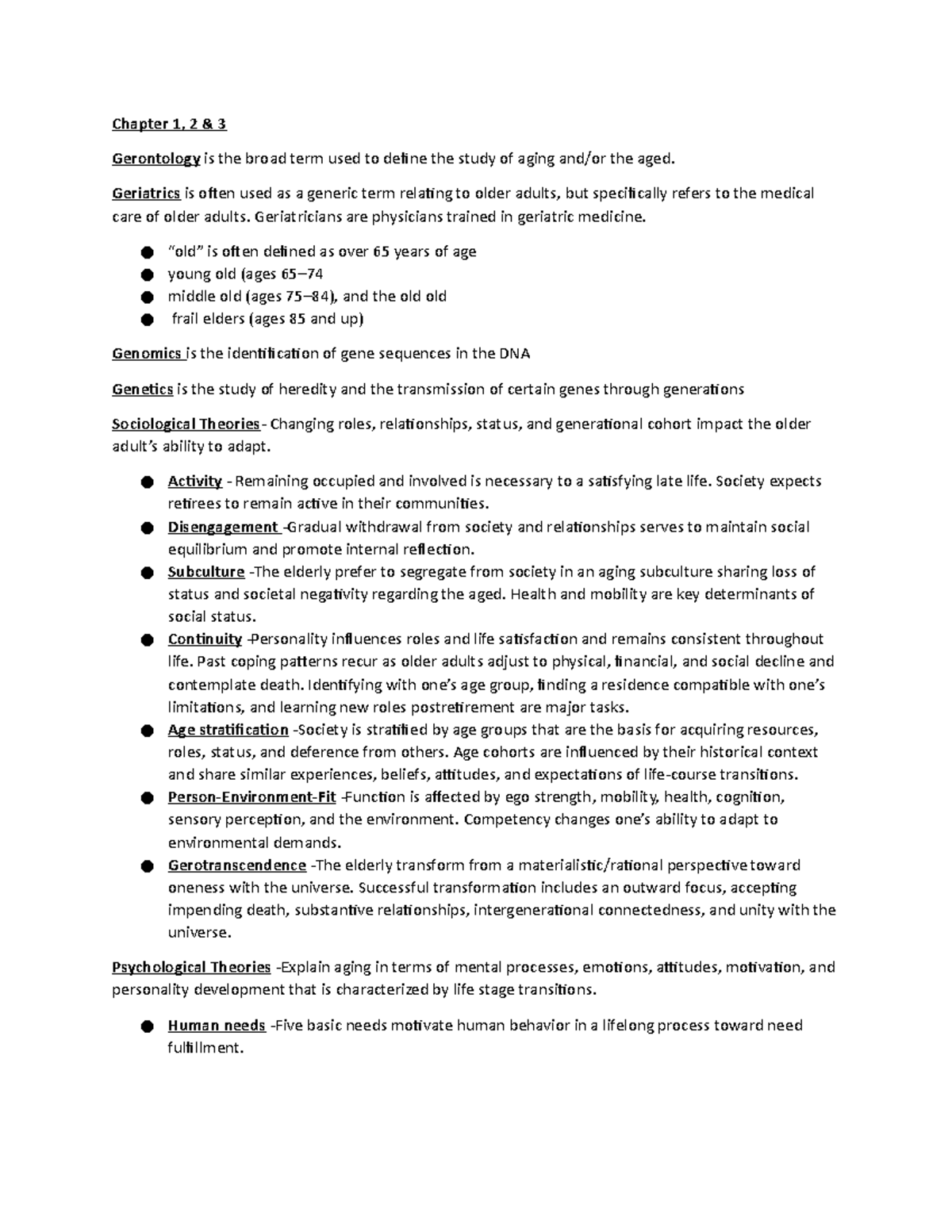 Care Of Older Adult Study Guide For Review Nurs 3330 Wgu Studocu