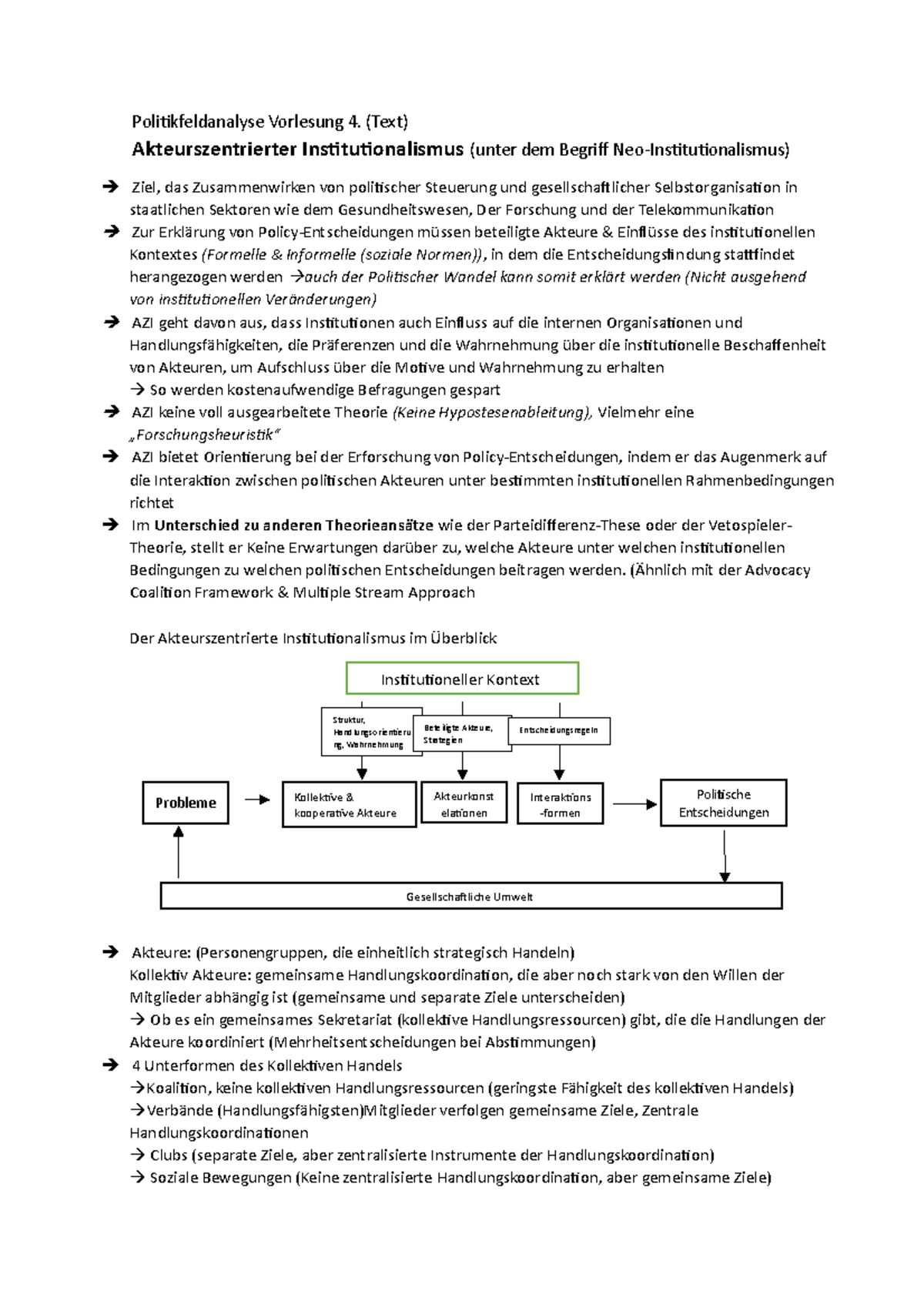 Politikfeldanalyse Klausurnotizen - Poliikfeldanalyse Vorlesung 4 ...