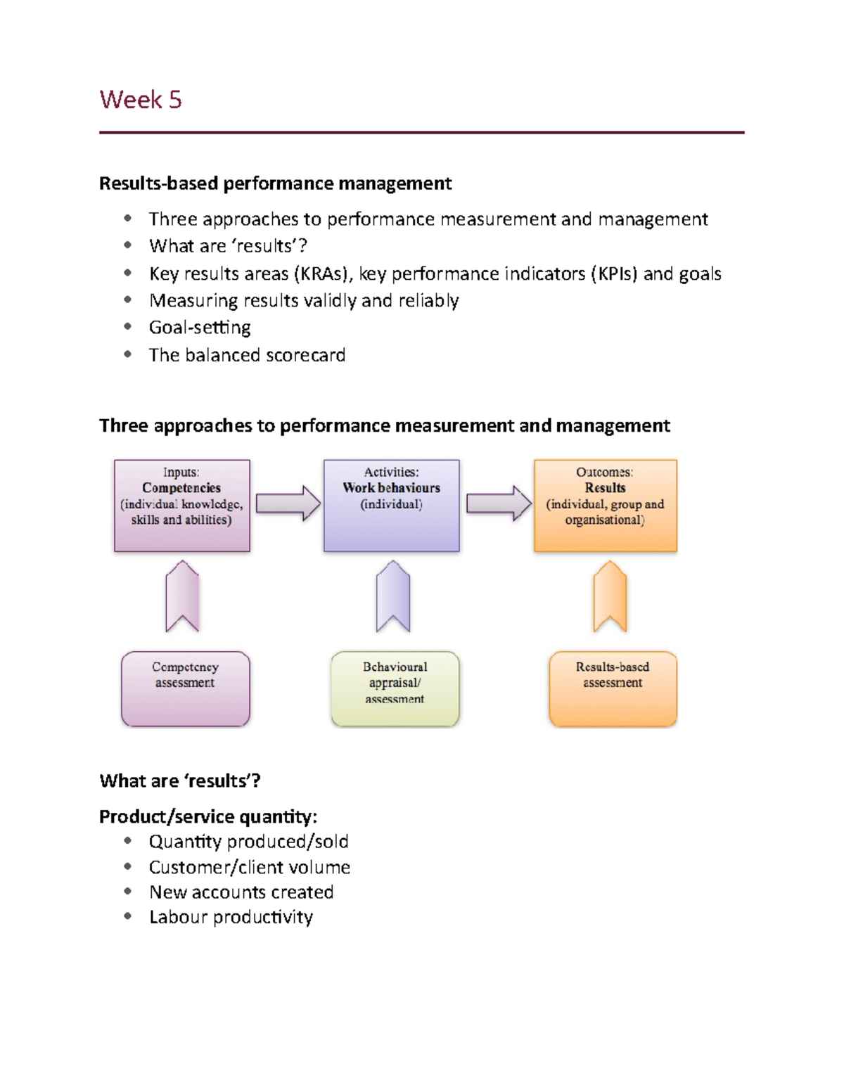 Week 5 - Lecture notes 5 - Week 5 Results-based performance management ...