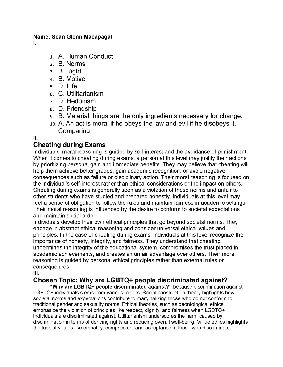 ethics problem solving essay