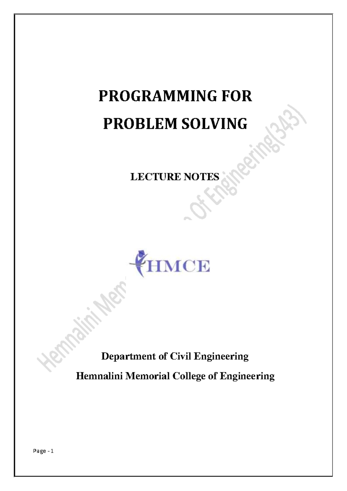 programming for problem solving notes jntuh