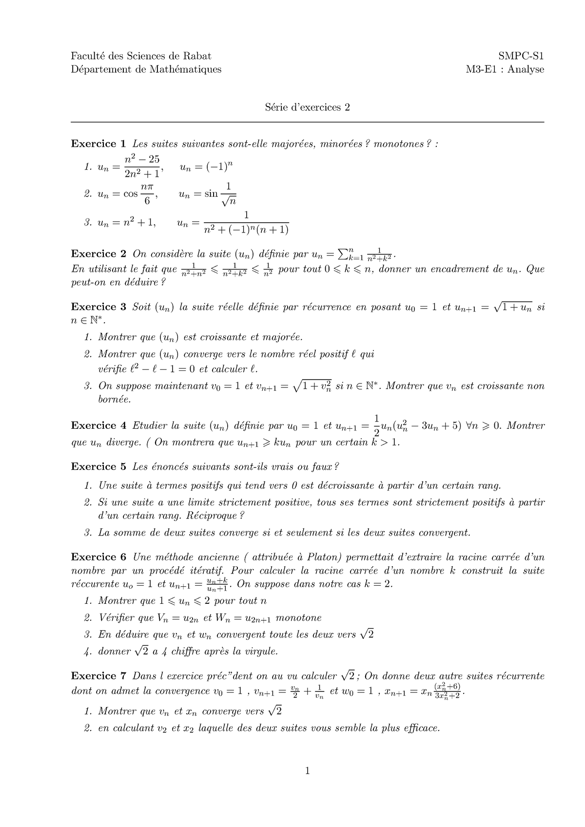 Smpanalyse-S2 - Analyse-S2 - Facult ́e Des Sciences De Rabat SMPC-S D ...