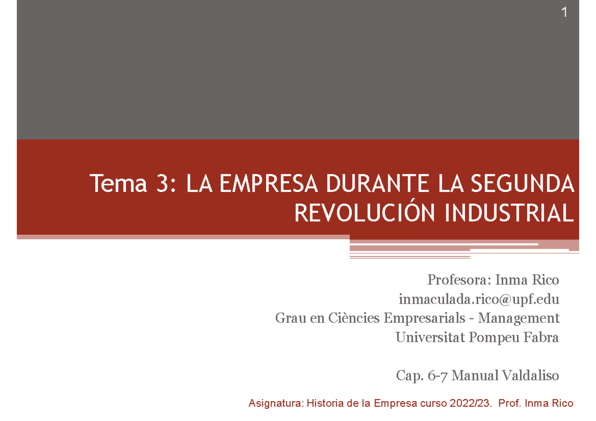 2ª Revolucion industrial Tema 3 LA EMPRESA DURANTE LA SEGUNDA
