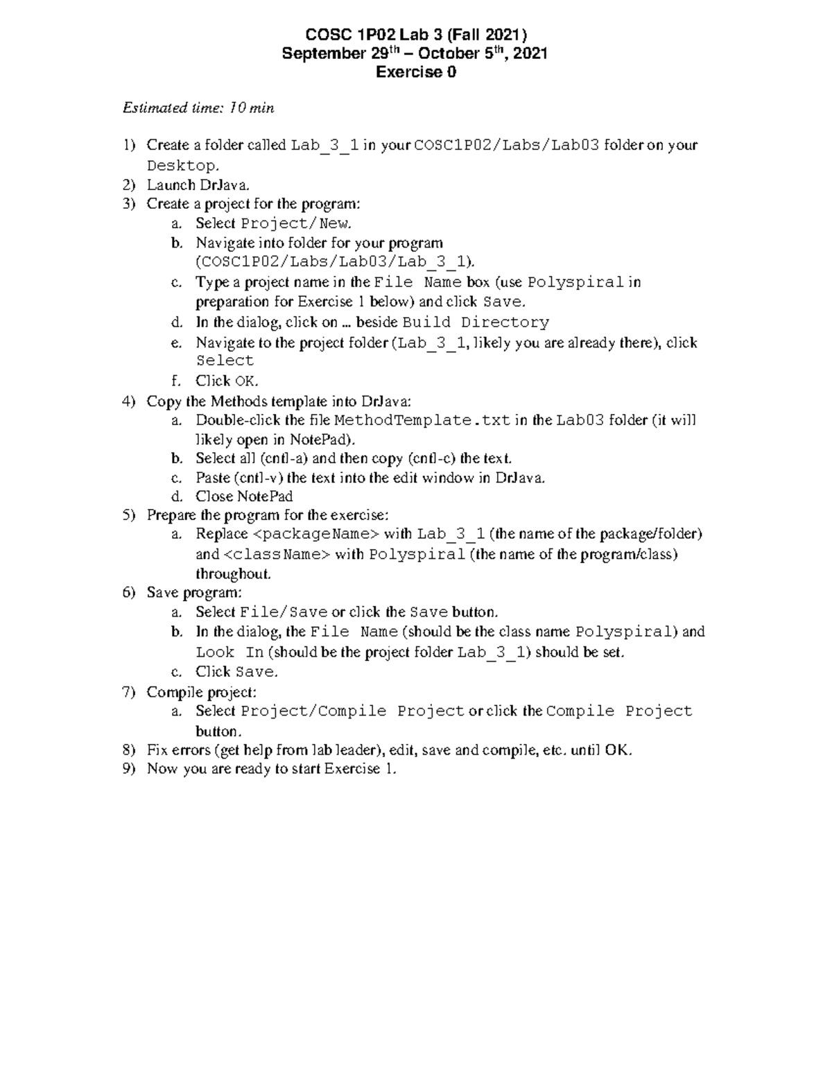 Lab03 - Full solutions to questions and steps! enjoy! - COSC 1P02 Lab 3 ...