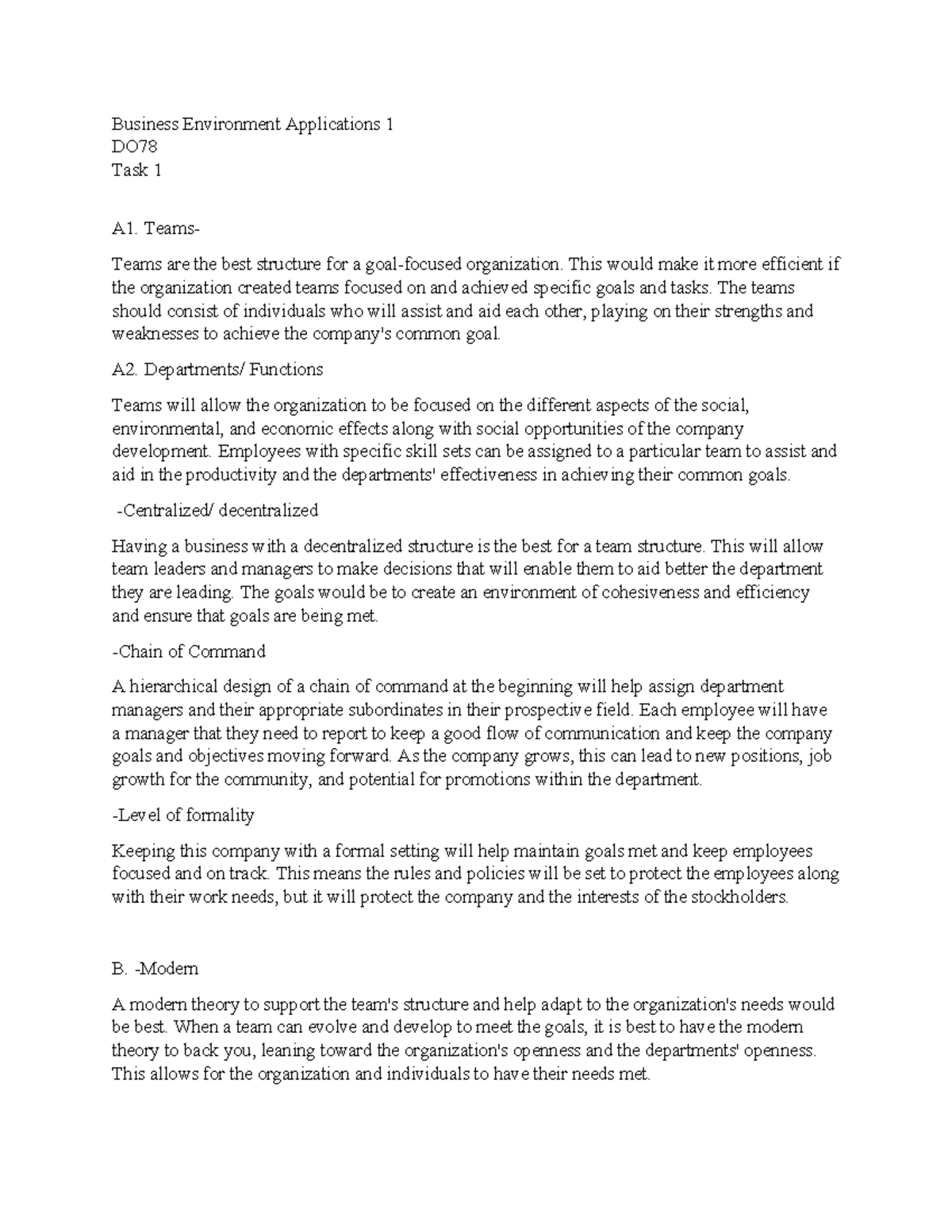 Business Environmental Task 1 Business Environment Applications 1 DO