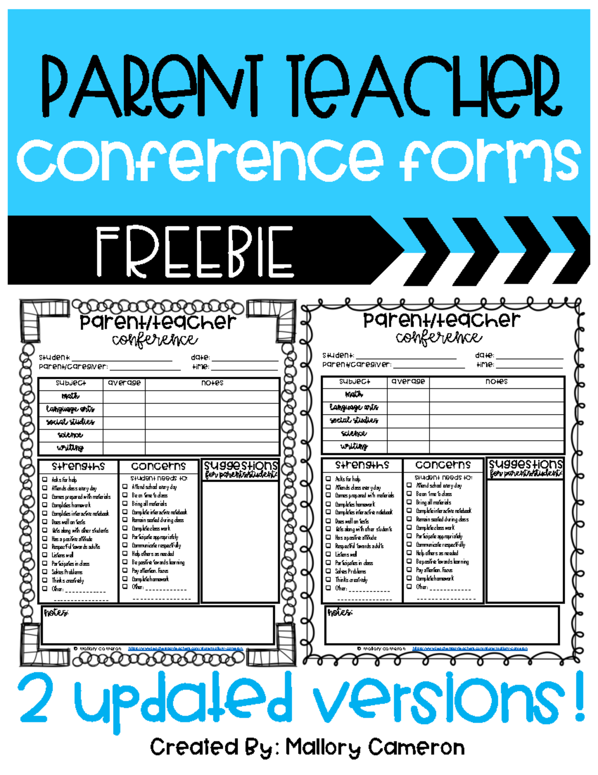 Freebie Parent Teacher Conference Form-1 - Parent teacher FREEBIE ...