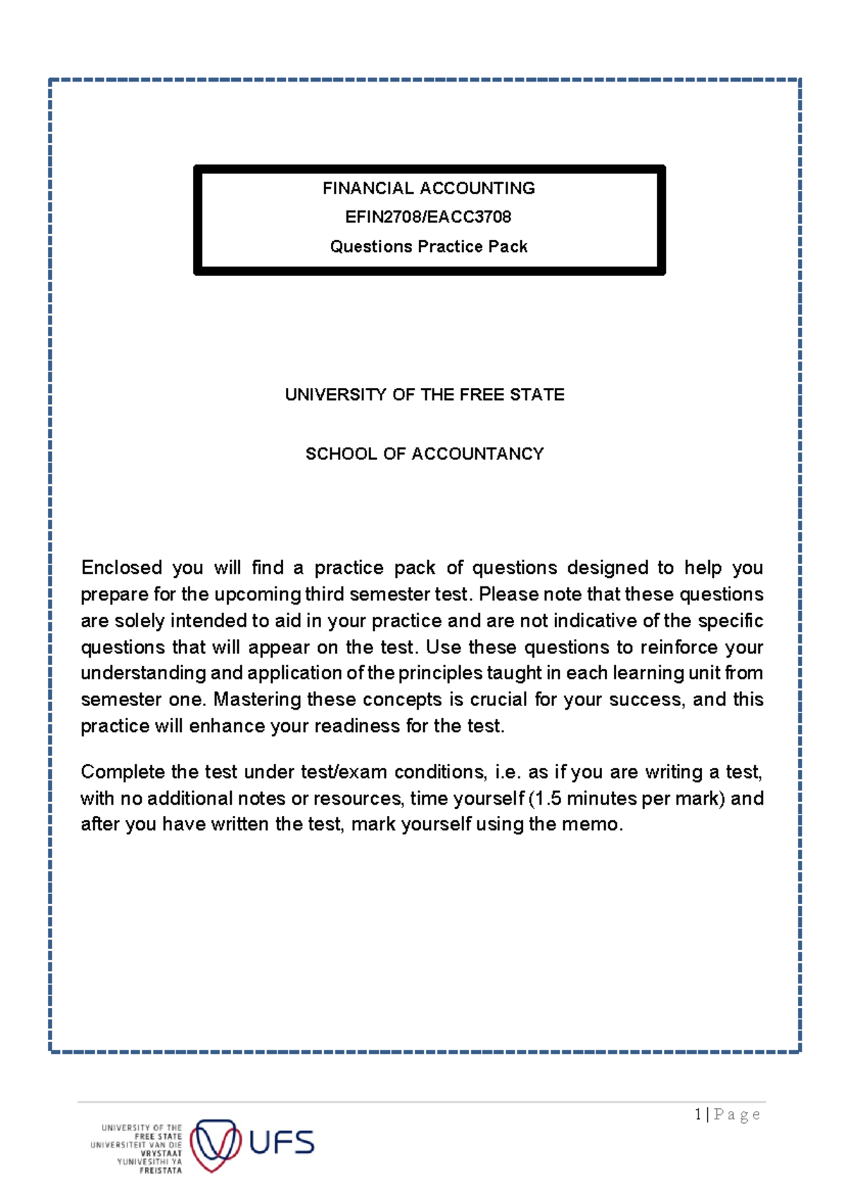 TEST 4 question pack Enclosed you will find a practice pack of