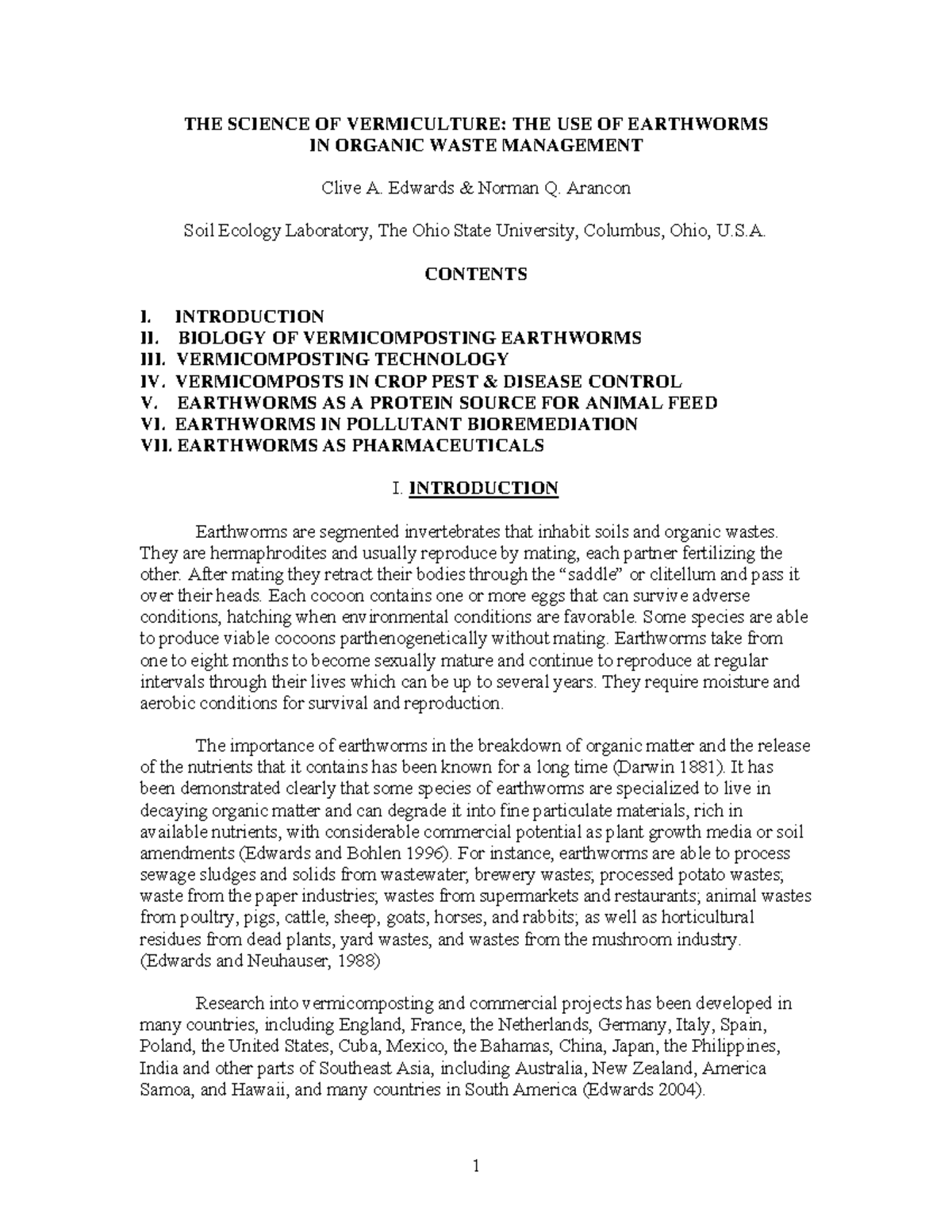 THE Science OF Vermiculture Edwards Arancon THE SCIENCE OF