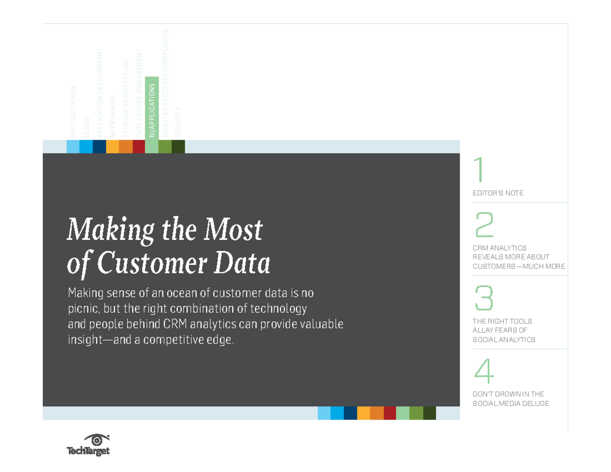 Making The Most Of Customer Data Hb Final - Handbook 1 EDITOR’S NOTE 2 ...