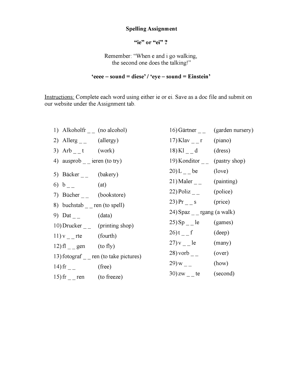 assignment spelling assignment