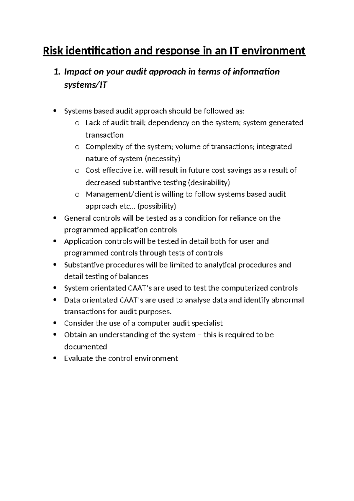 Risk identification and response in an IT environment - Impact on your ...