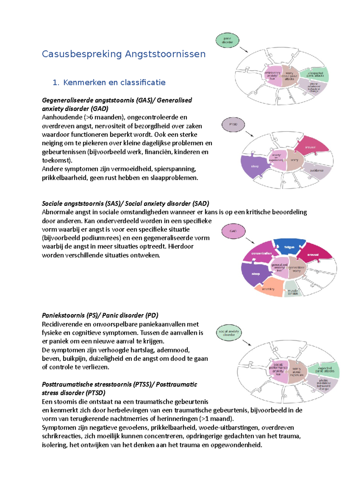 Casusbespreking Angststoornis - Kenmerken En Classiicatie ...