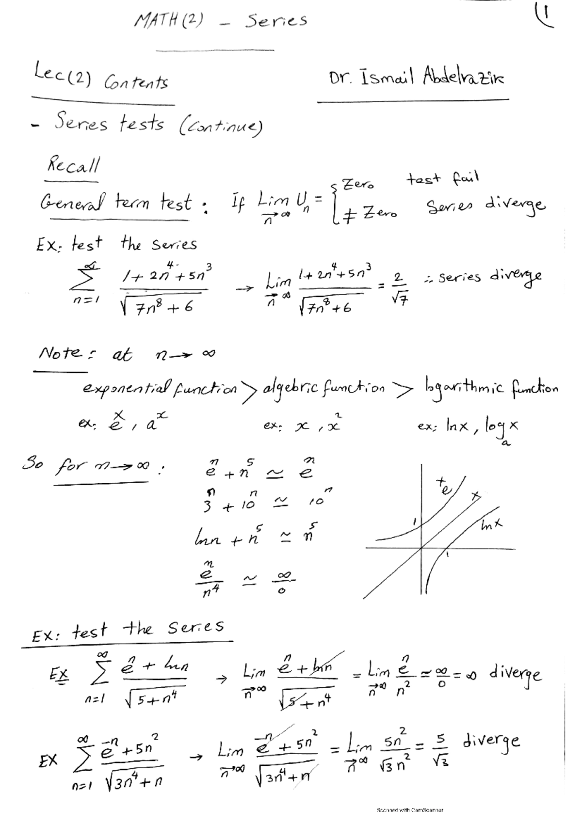 Dr. Ismail Abdelrazik Lec2 series - Engineering Mathematics - Studocu