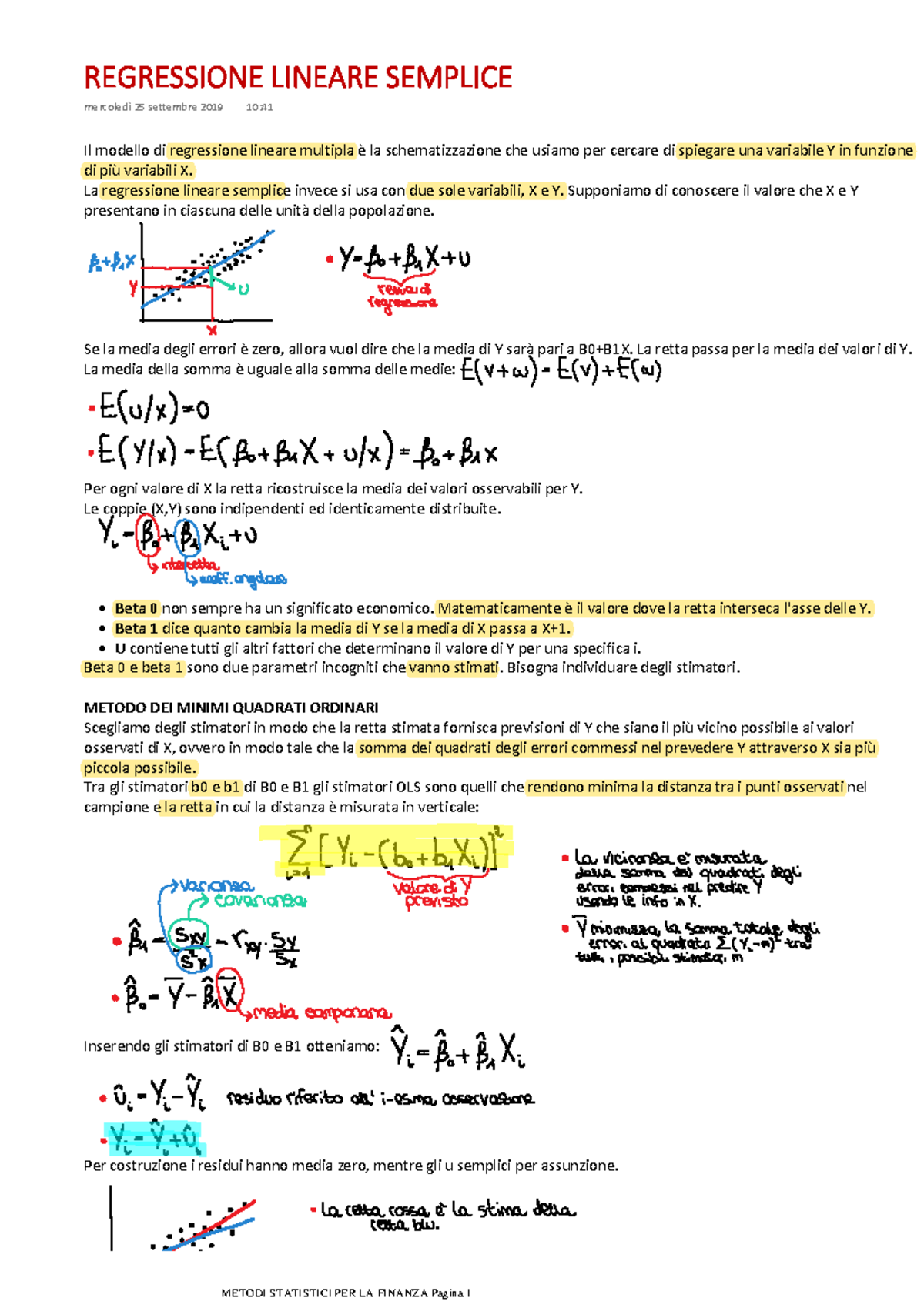 Regressione Lineare Semplice - Il modello di regressione lineare ...