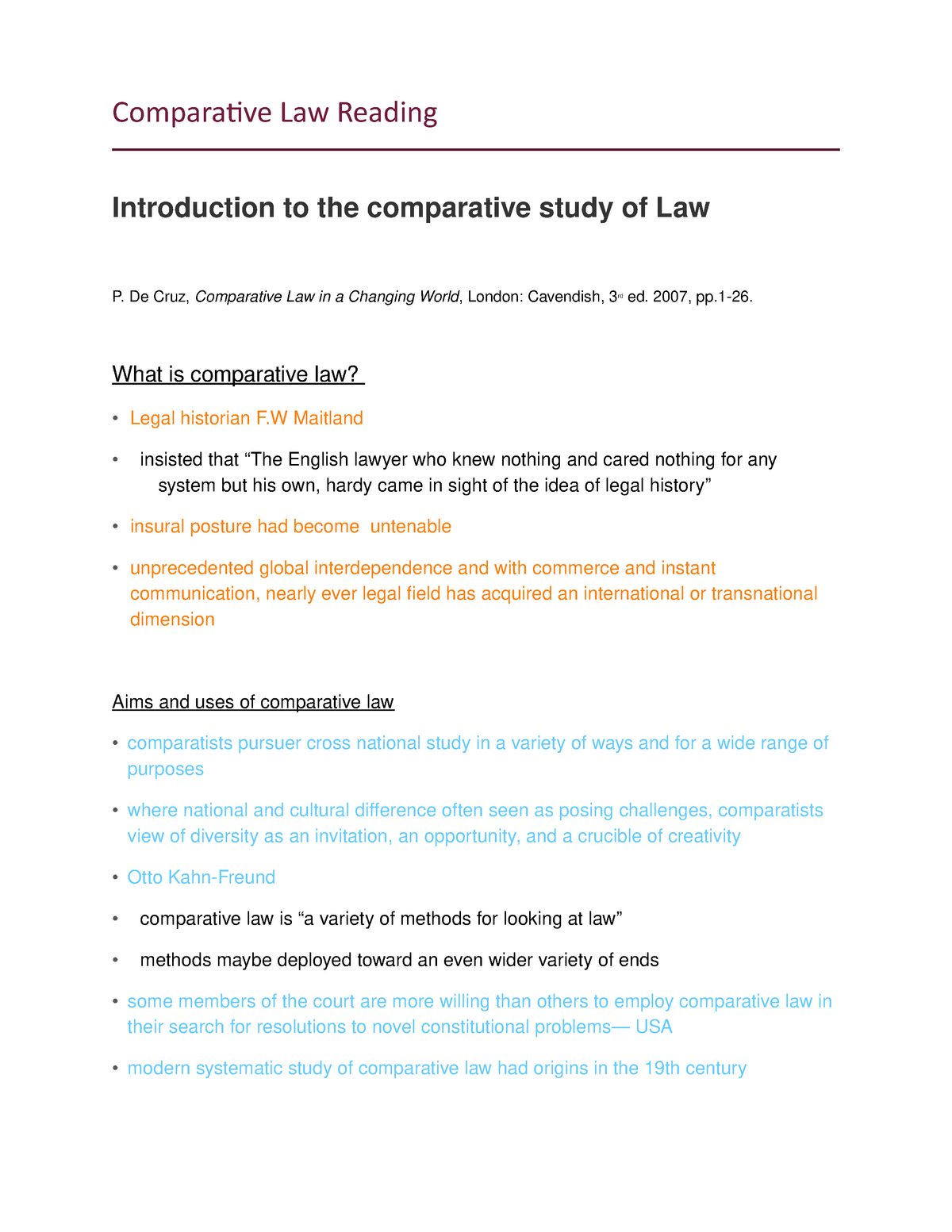 essay on comparative law