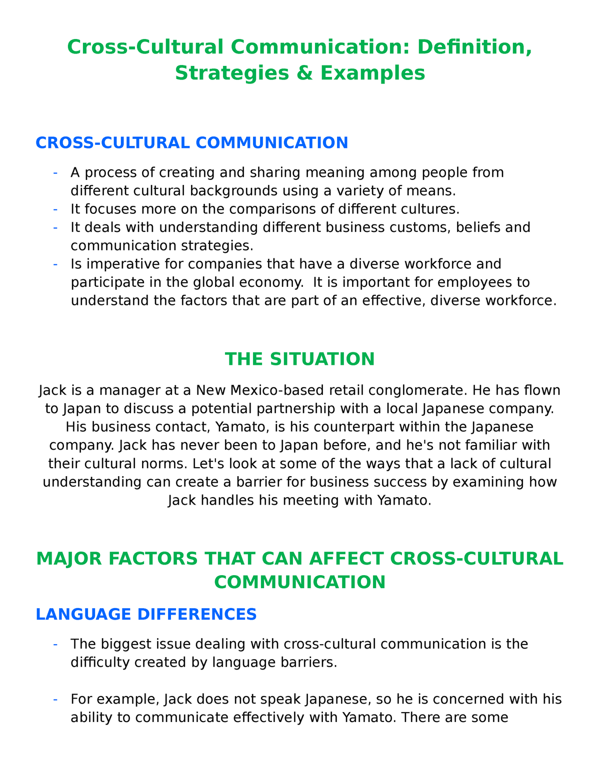 cross cultural communication case study pdf