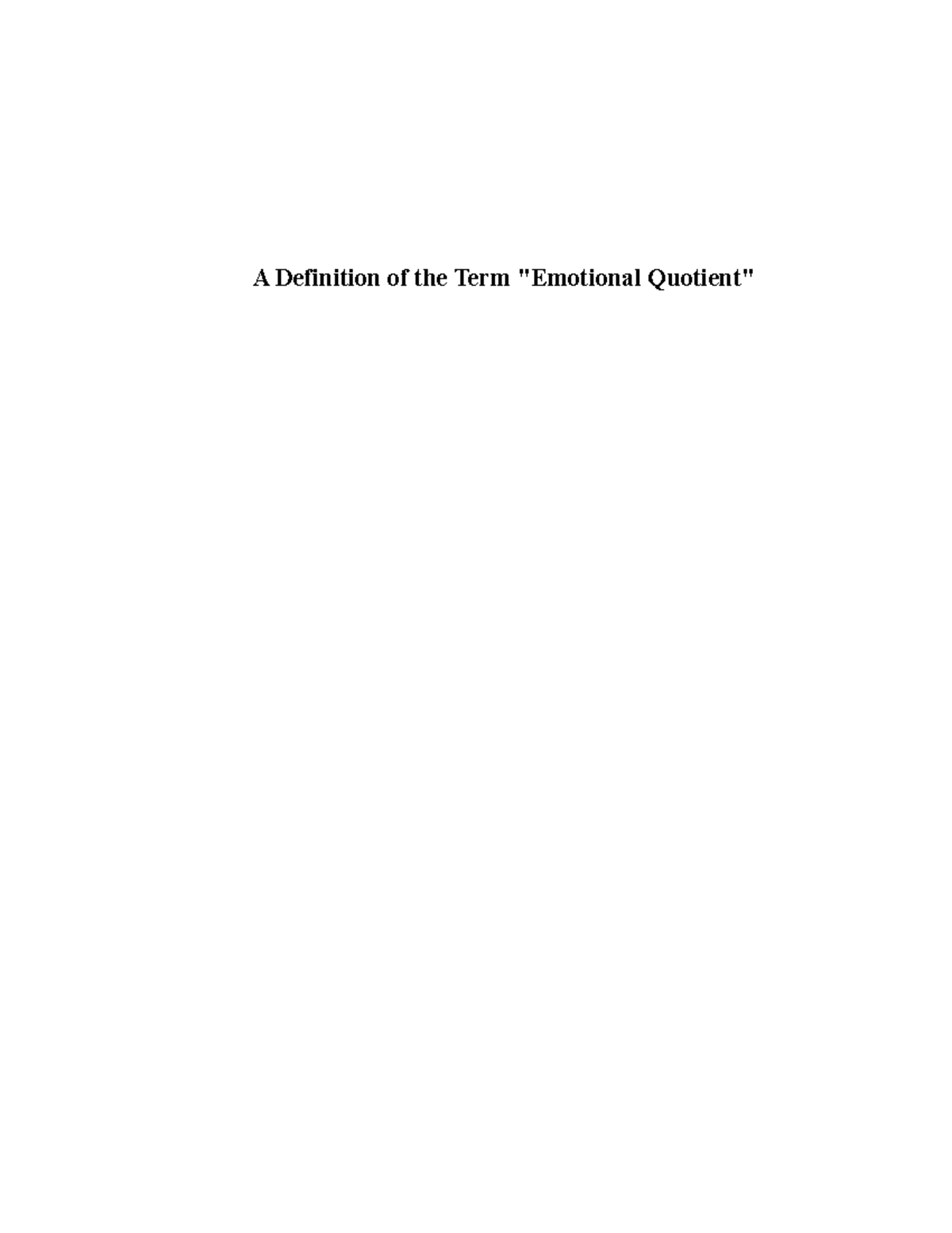 A Definition of the Term Emotional Quotient - A Definition of the Term ...