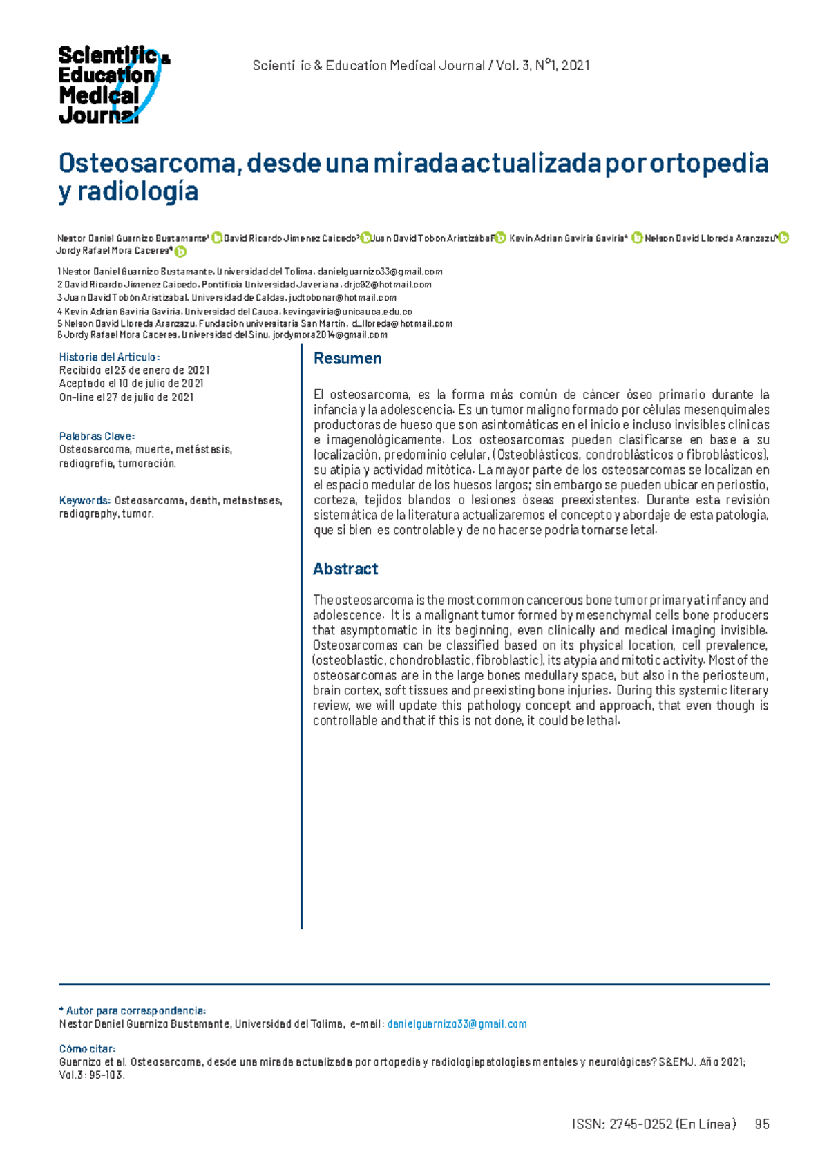 58-Texto del artículo-292-1-10-20220527 copy - Resumen El osteosarcoma ...