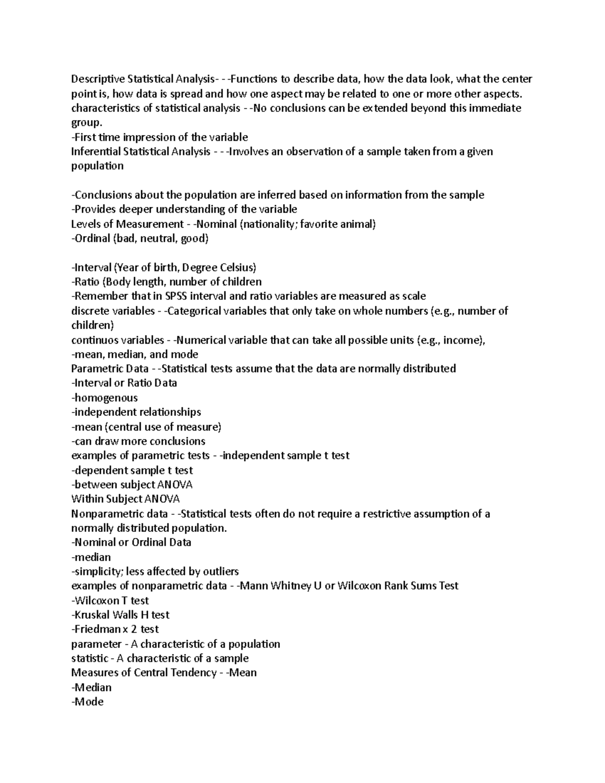 HTH 408 CH. 10 - Lecture notes ch. 10 - Descriptive Statistical ...