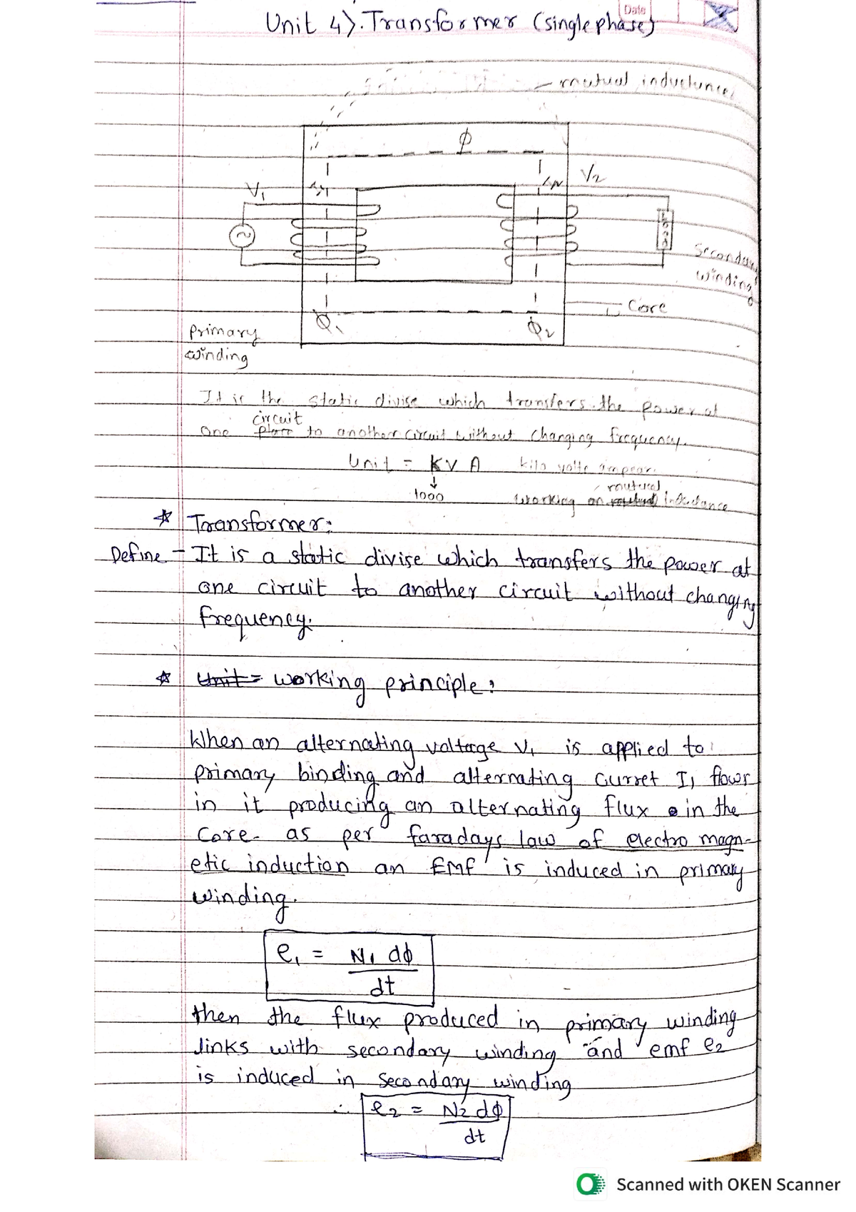 BEE Unit 4 Transformer - Basic Electrical Engineering - Studocu