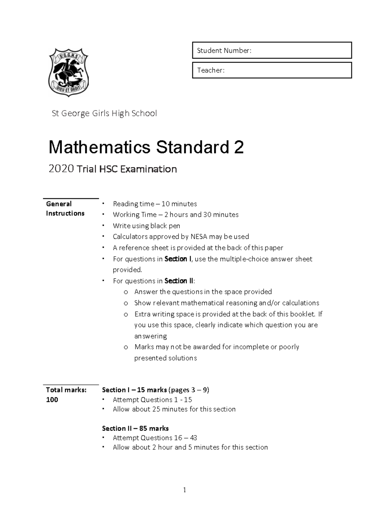2020 St George Girls High School - S2 - St George Girls High School ...