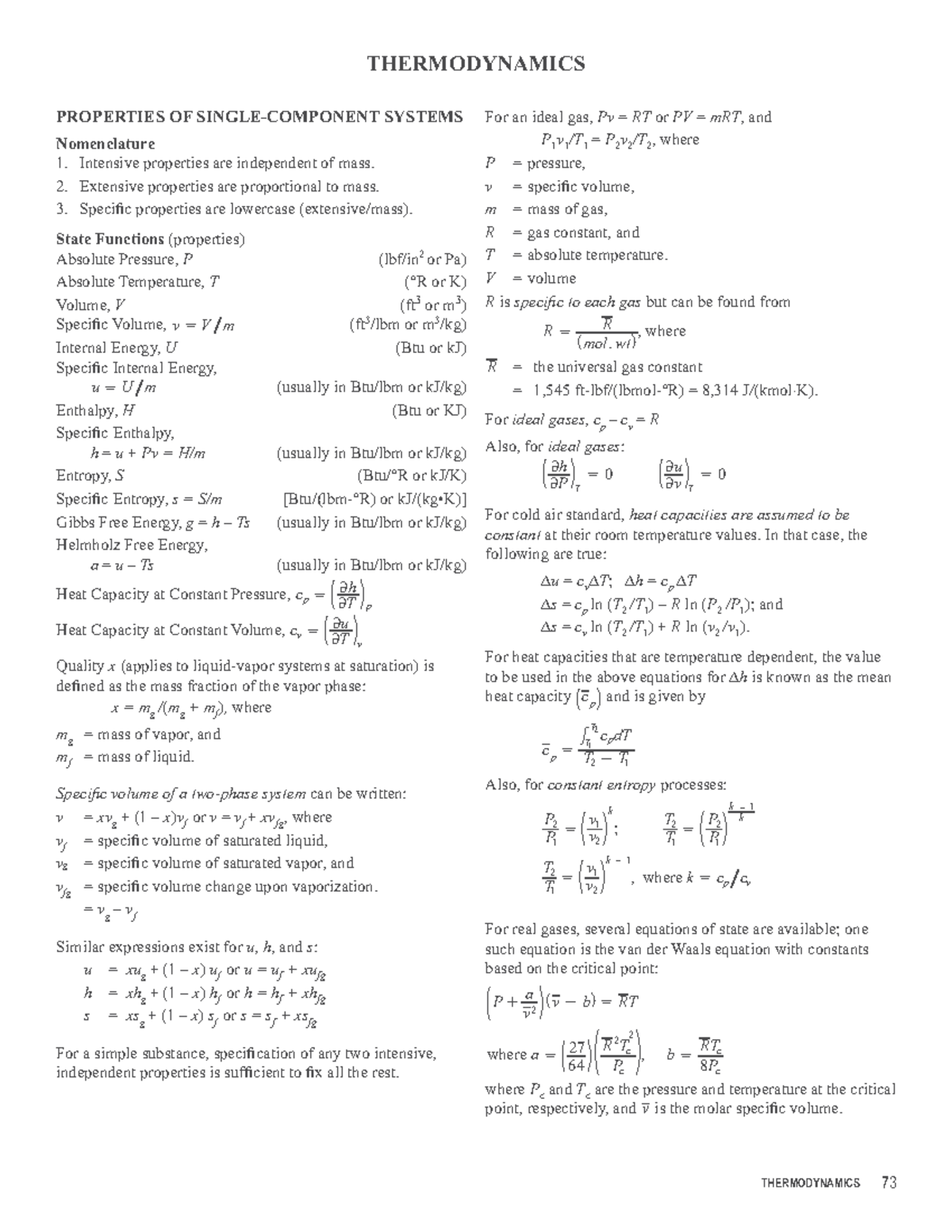 Fe thermodynamics reference handbook 1 - THERMODYNAMICS PROPERTIES OF ...