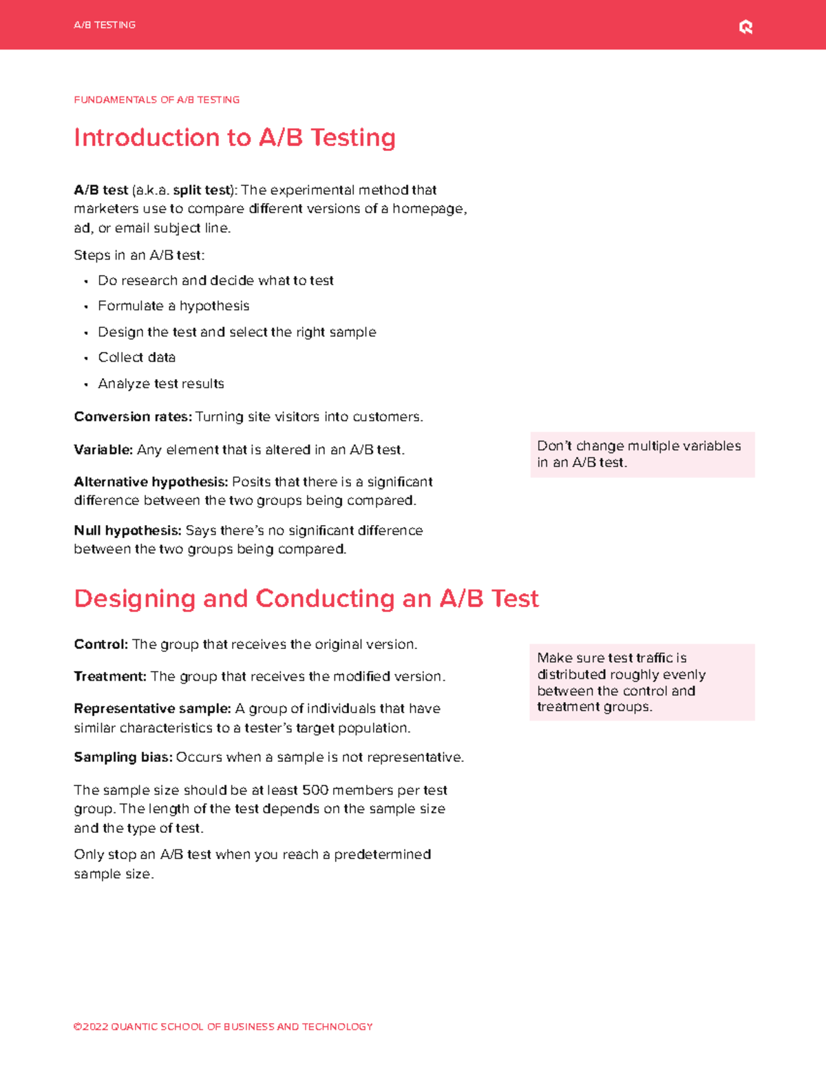 5. A:B Testing - Xxxx - ©2022 QUANTIC SCHOOL OF BUSINESS AND TECHNOLOGY ...