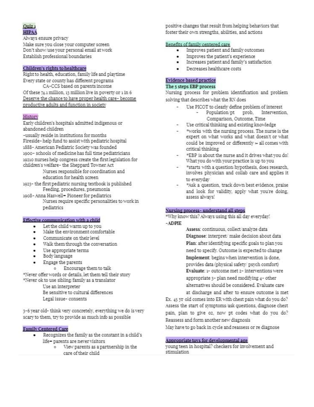 Doc1 peds quiz 1 1600 Studocu