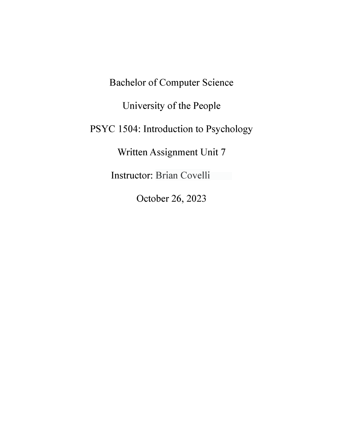 psyc 1504 written assignment unit 7