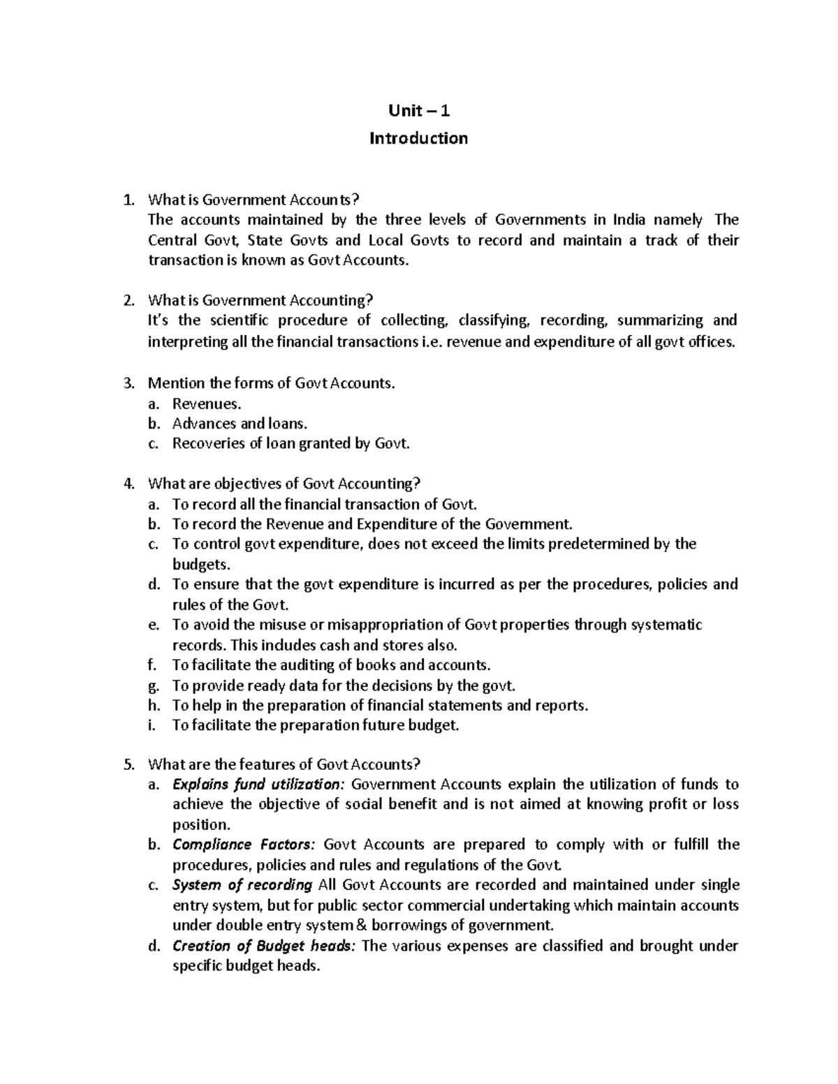 AGLB Notes 6th sem bcom - Unit – 1 Introduction What is Government ...