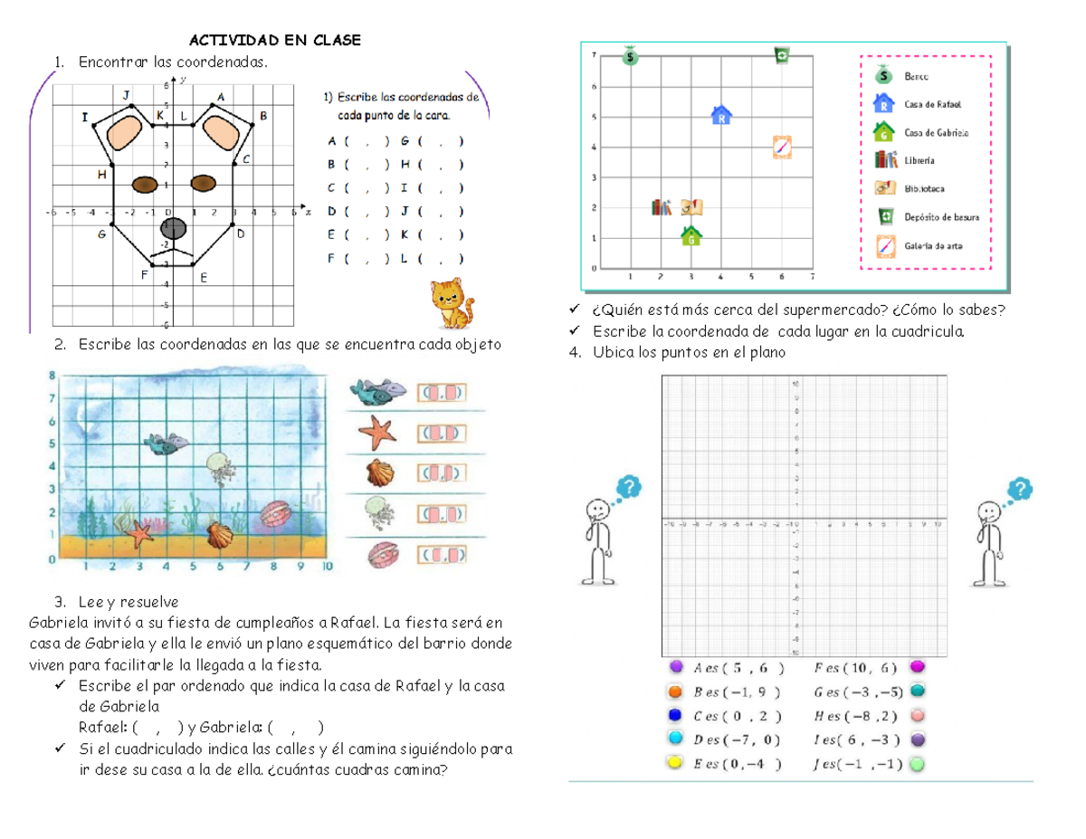 ACT- Plano Cartesiano - actividad - ACTIVIDAD EN CLASE Encontrar las
