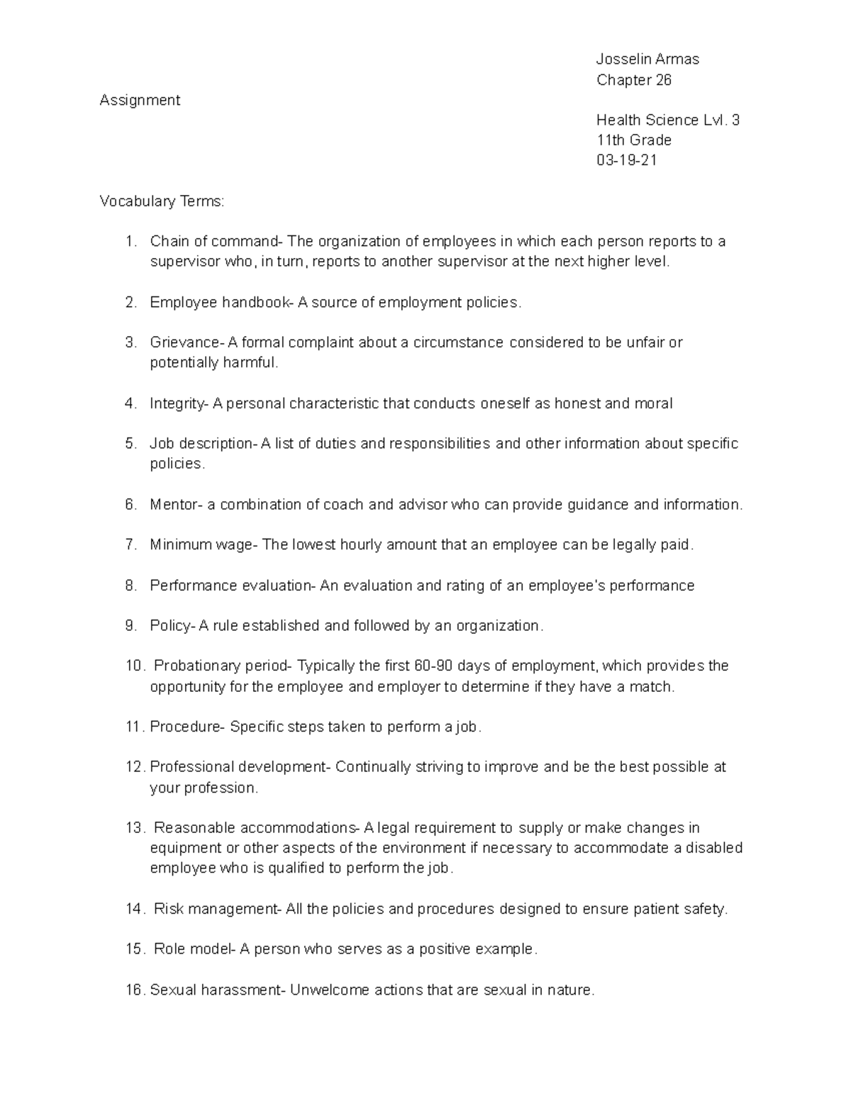 Chapter 26 Assignment - Josselin Armas Chapter 26 Assignment Health ...