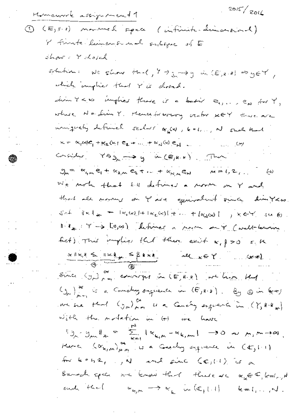 Homework 1 and its solution - Functional Analysis 2015 - , A emf/20f ...