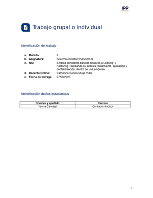 M3 - Sistema Contable Financiero III - Área: Negocios Sistema Contable ...