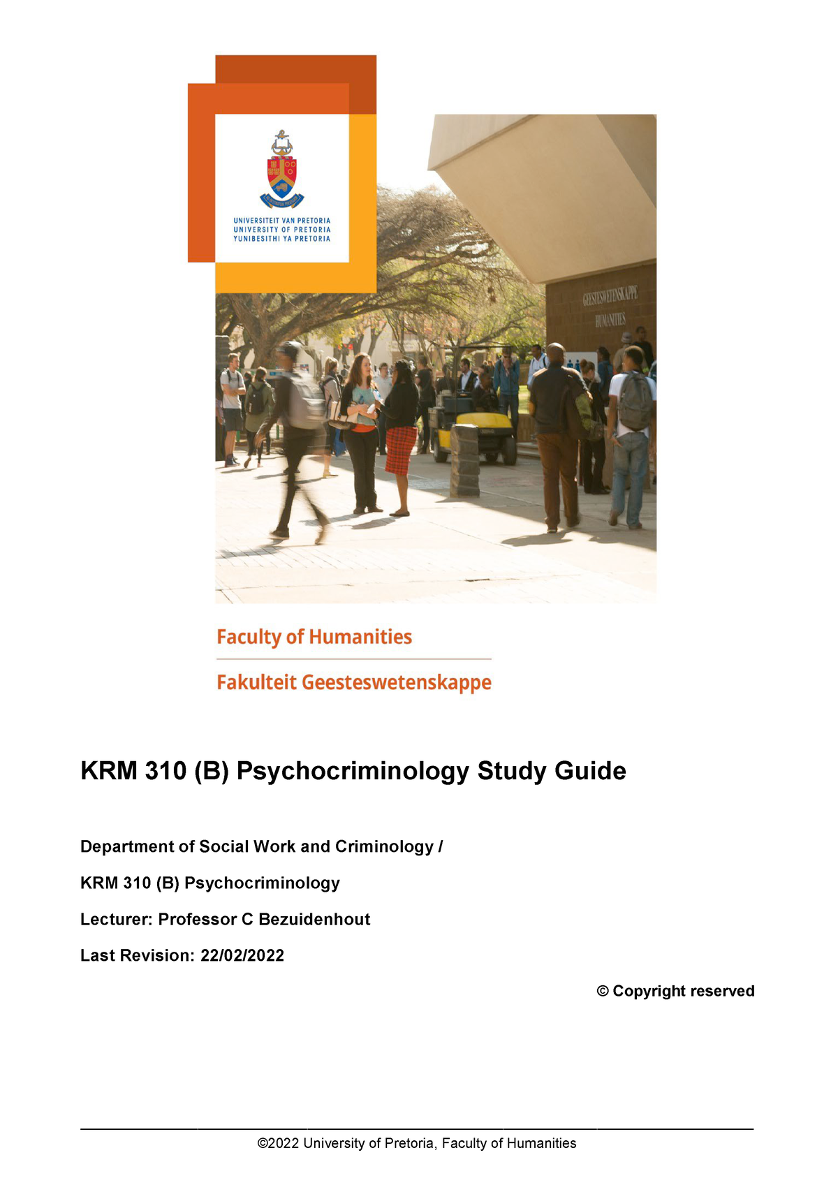 KRM 310 (B) Study Guide 2022 Final - ©2022 University Of Pretoria ...