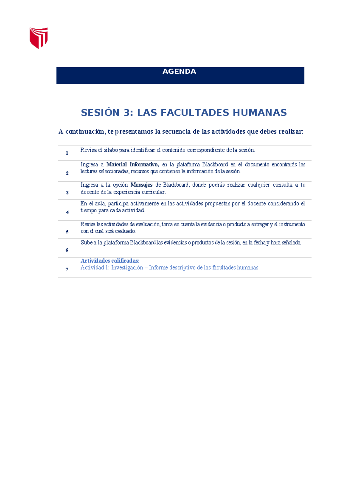 Agenda Sesion 3 Trabajo SesiÓn 3 Las Facultades Humanas A Continuación Te Presentamos La 4495