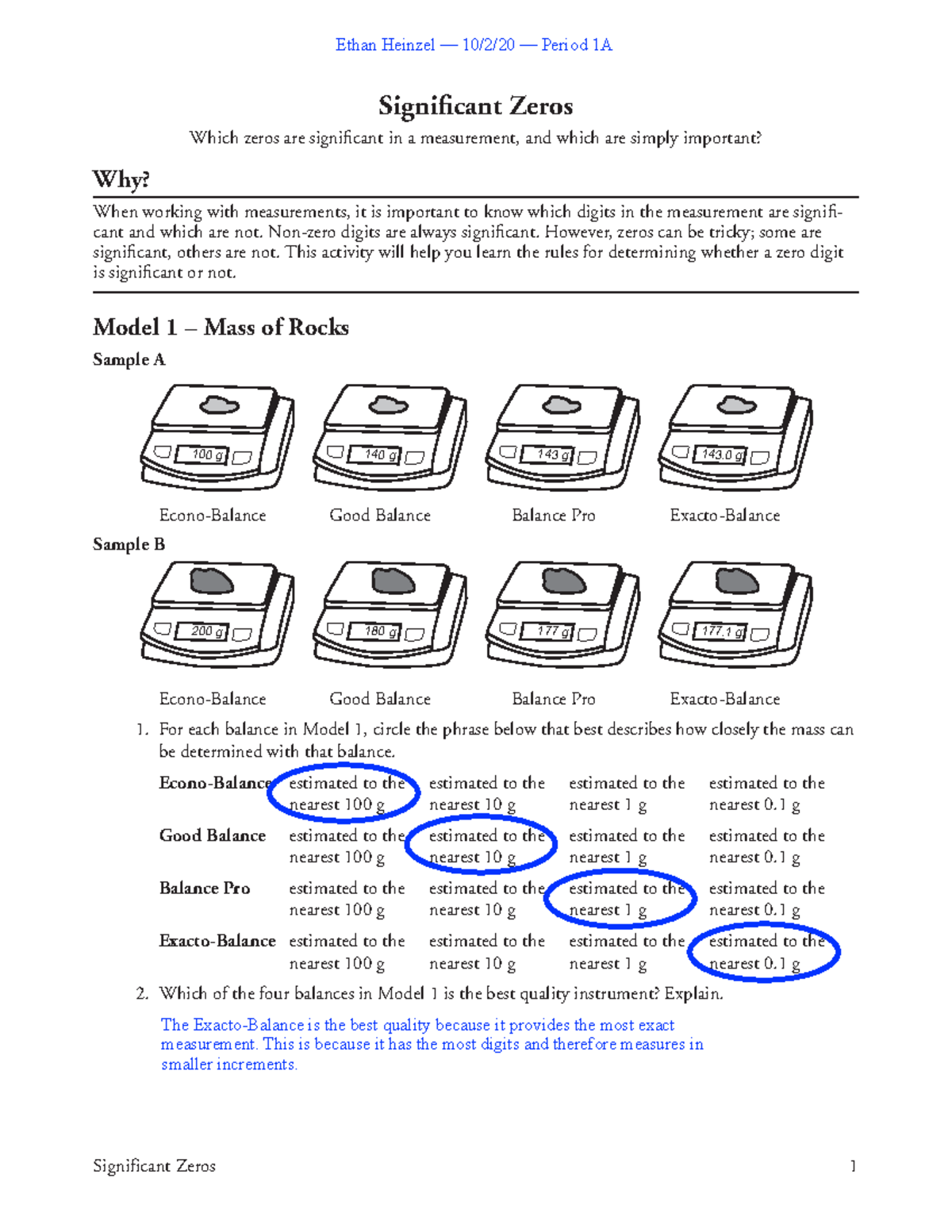 Significant Zeros Worksheet Answers Significant Zeros 1 Significant