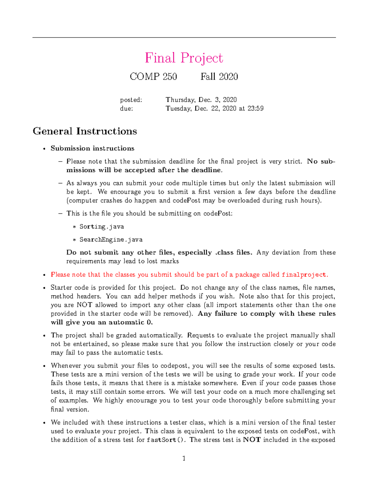 COMP250 Fall2020 Final Project - Final Project COMP 250 Fall 2020 ...