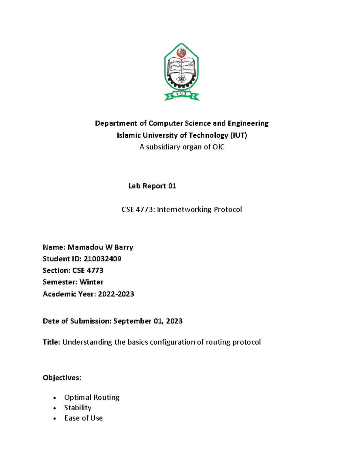210032409 Rounting Protocol LAB Report - Department of Computer Science ...