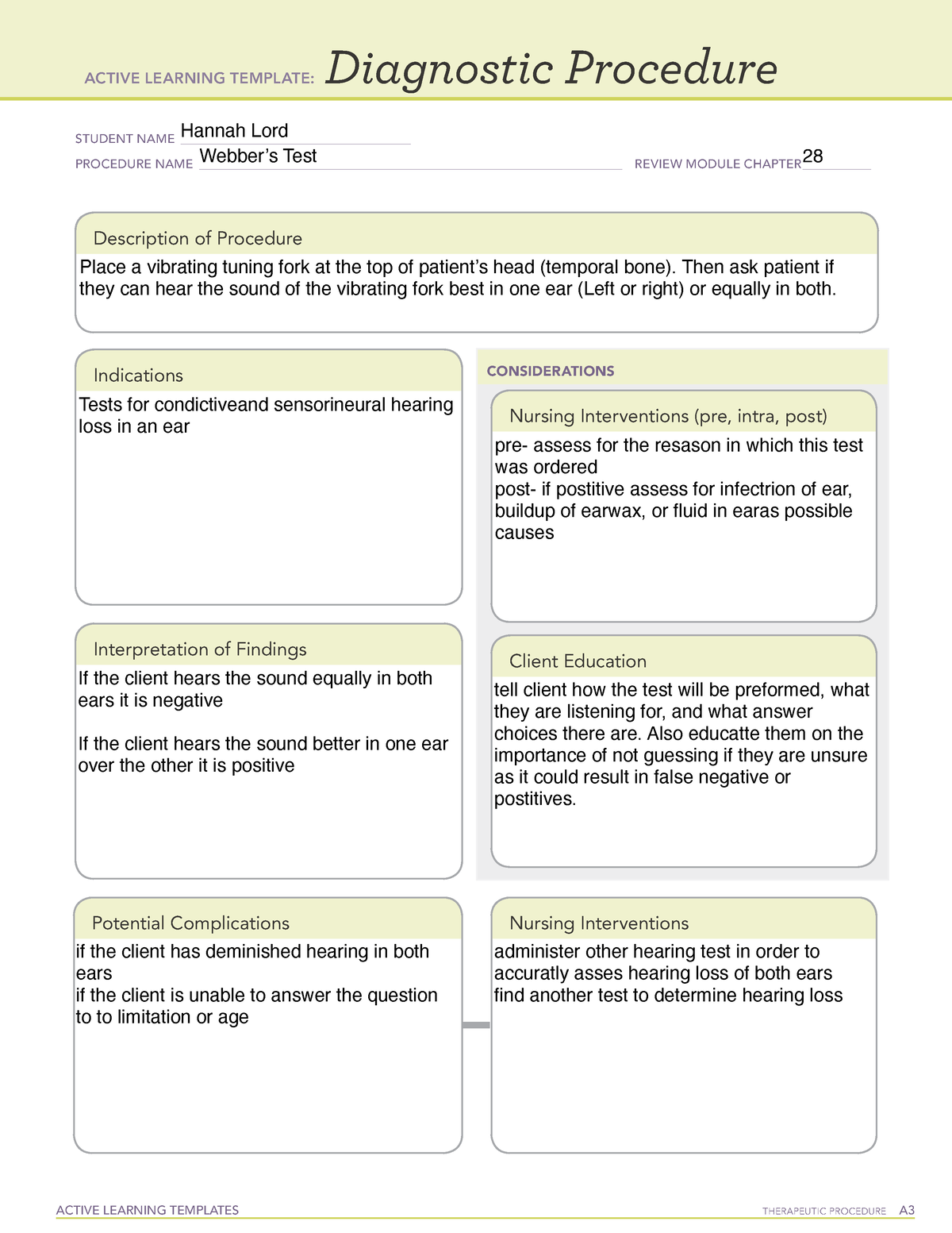 Webber's Test - ATI Fundamentals 2019 Remediation Notes for Proctored ...