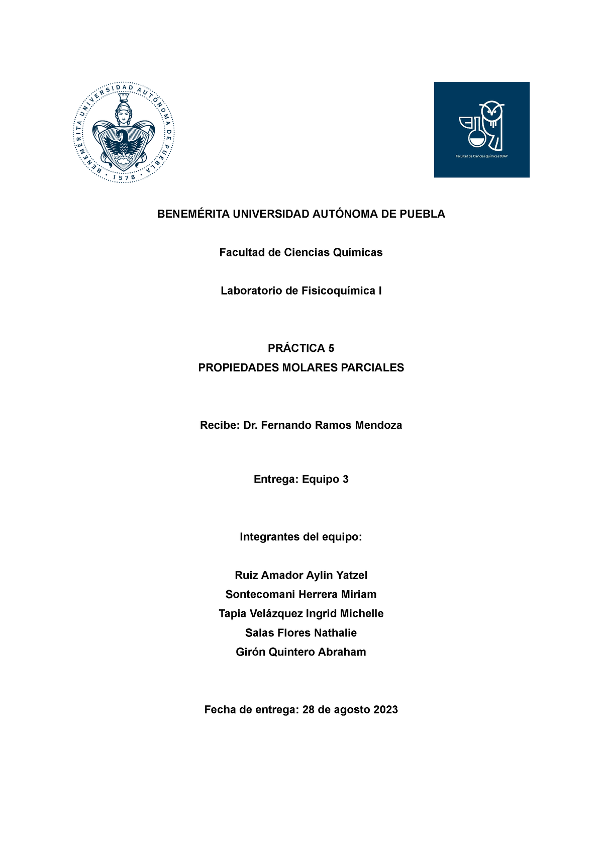 Práctica 1 Coeficiente De Distribución BenemÉrita Universidad AutÓnoma De Puebla Facultad De 8091