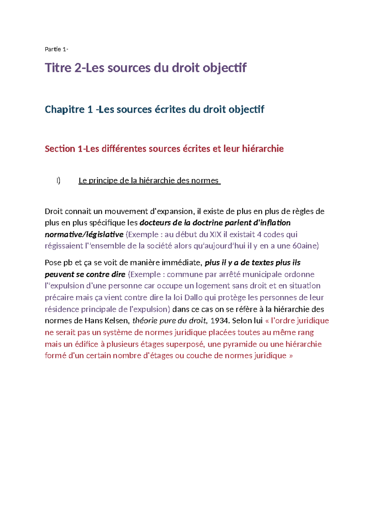 Partie 1-Titre 2-Les sources du droit objectif - Selon lui « l'ordre ...
