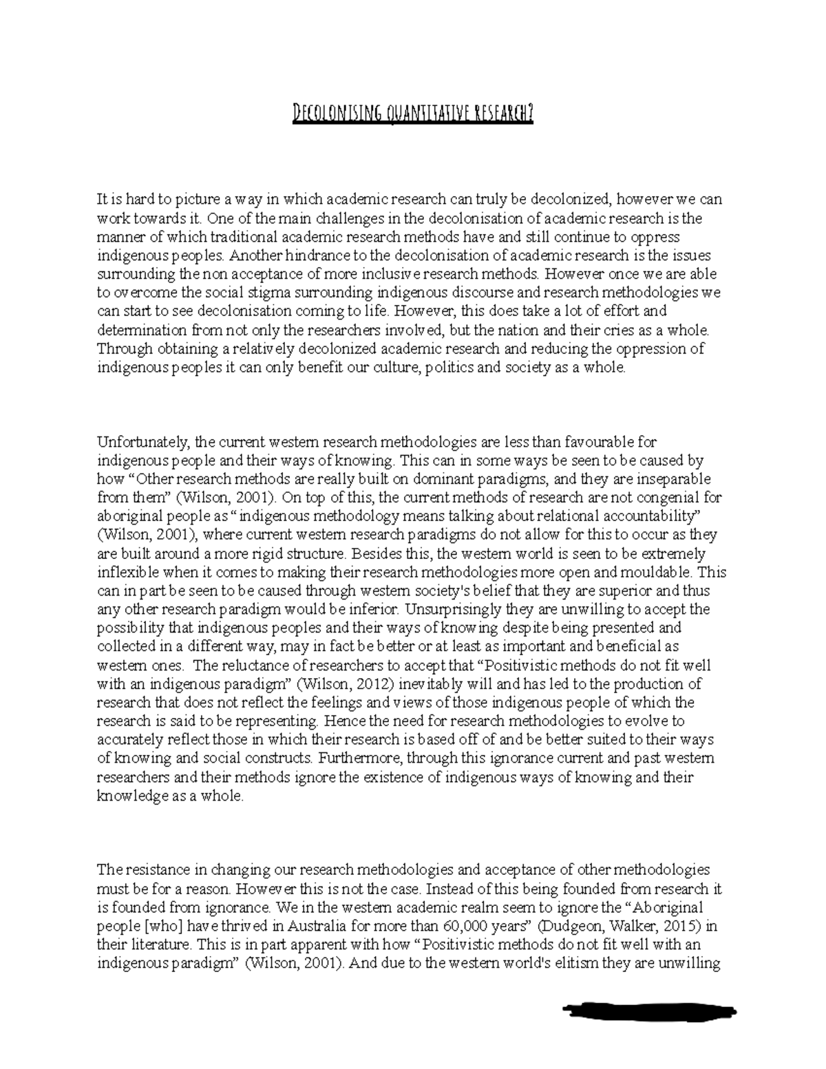 CA. Essay - Decolonising Quantitive Research - Decolonising ...