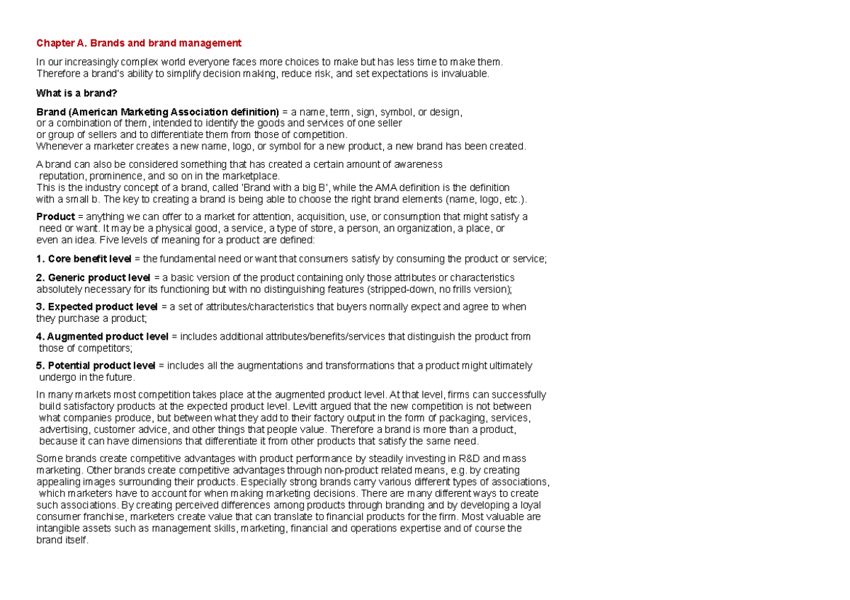 ABM Study Notes - Strategic Brand Management - Chapter A. Brands and ...
